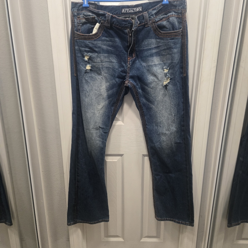 Affliction Ace Men's Blue Distressed Jeans Size 42